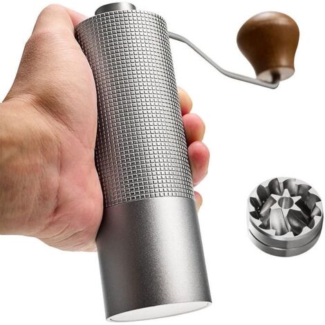 With 6-star grinding core, manual coffee grinder with stainless steel burrs. Internal adjustment capacity 25g for espresso and French press coffee. M coffee grinder