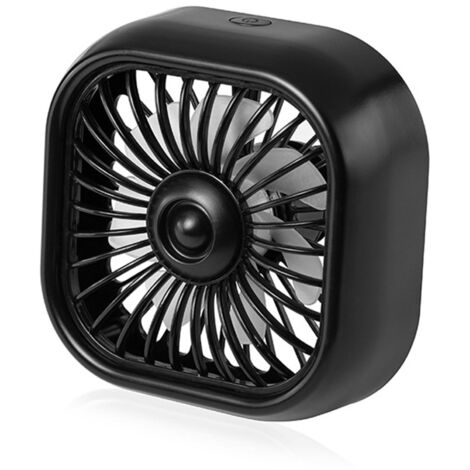 Ventilateur de voiture à fixer sur la grille d'aération, avec lumière colorée, 3 vitesses de ventilation, faible bruit et port USB (noir).
