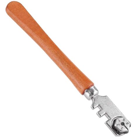 Glass cutter with wheel, professional grade glass cutting tool, craft cutting kit with wooden handle, with 6 cutting blades, for glass bottles (1/5)