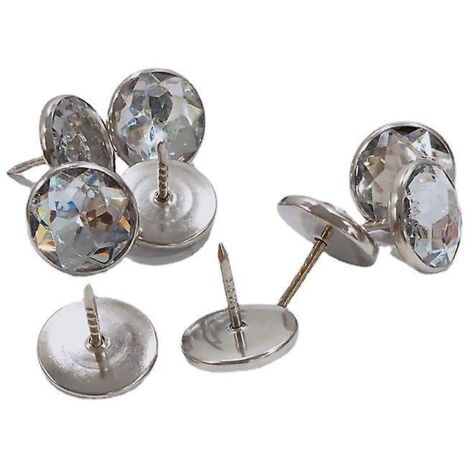 Lot de 100 clous décoratifs en cristal pour meubles, clous de tapissier en cristal diamant pour la décoration de canapés, de murs et autres meubles, 16 mm (1/5)
