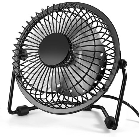 Small desktop fan, 4-inch portable USB desktop fan, mini metal cooling fan powered by USB, high-speed wind, silent operation (1/5)