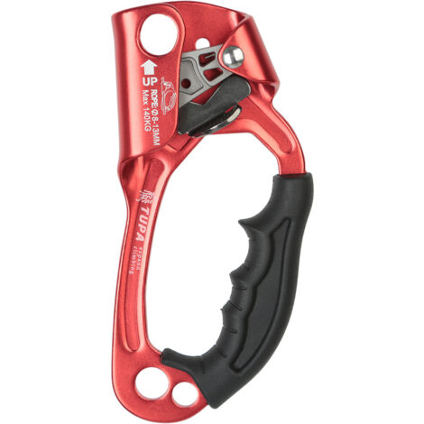 hand rope climber, red mountaineering equipment, climbing gear, climber (1/3)