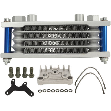 Kit de refroidissement d'huile moteur 17 pièces en aluminium, radiateur à 4 rangées, pour motos Monkey 125-140cc (bleu).