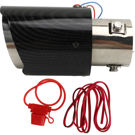Embout de pot d'échappement avec lumière LED bleue, en acier inoxydable, style fibre de carbone, modification de tuyau d'échappement de voiture (1/5)