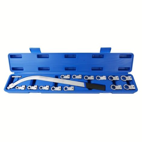 15 pièces kit universel de déverrouillage pour courroie, outil de tensionnement de poulie auxiliaire et clé à visser pour remplacement des écrous et boulons de tension de chaîne moteur (1/4)