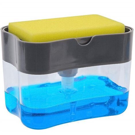 2-in-1 Kitchen Soap Dispenser with Sponge Holder, Soap Dispenser, Dishwashing Sponge, Kitchen Soap Dispenser, Fiber Holder, Soap Saver (1/5)