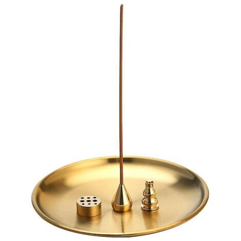 Brûleur d'encens 3 en 1, porte-encens en laiton de 14 cm, récupérateur de cendres conique en alliage pour une utilisation intérieure et extérieure (1/5)