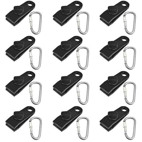 48 clips avec mousqueton - Clips de serrage robustes à vis moletée pour tentes, auvents, camping, caravanes, voitures (1/5)