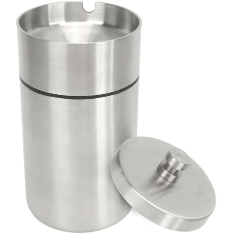 Cendrier de voiture avec couvercle, portable, amovible, en acier inoxydable, sans fumée, pour véhicule (1/5)