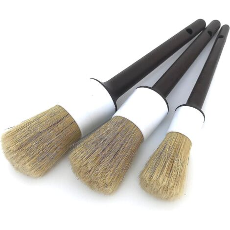 sets of ultra-soft car detailing brushes, 3-piece set, perfect for washing emblems, wheels, interior upholstery air vents, no metal brush parts (1/5)