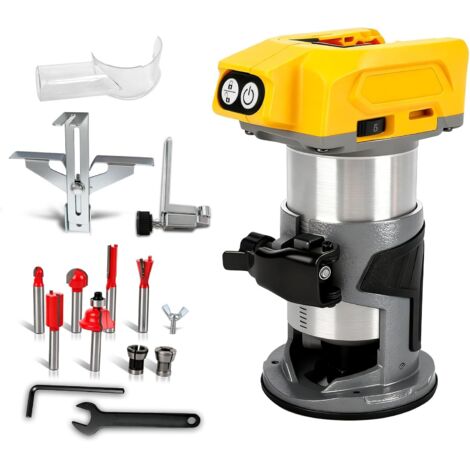 Toupie sans fil 800W pour batterie Dewalt 18V 20V, base en aluminium, toupie sans balais de 30000 tr/min - Outil avec 5 vitesses variables, défonceuse à main pour le travail du bois, rainurage (1/5)