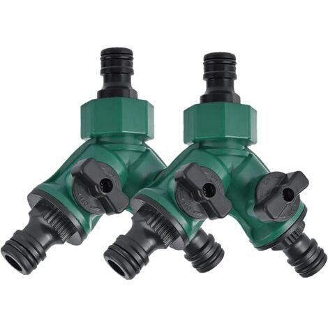 E-RFSEY distributeur 2 voies arrosage 2 x 3/4" Distributeur d'eau en plastique à 2 voies pour l'aménagement paysager, le jardinage, la floriculture, l'irrigation (1/5)