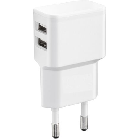 Double Port USB Chargeur avec Prise 5V 2.0A 2 Ports Charger Dual USB Adaptateur Universelle pour Prise Murale Téléphone Tablette Portable Montre Connectee Batterie Externe Enceinte Bluetooth