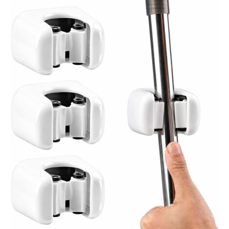 Lot de 3 Accroche Balai Mural Auto-Adhésif, Support Mural Auto-Adhésif pour Balais et Serpillères, Porte Balais Mural pour Outils de Salle de Bain Bureau Cuisine, Garage et Jardin (1/5)