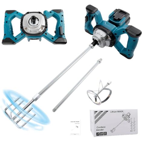 Mélangeur de ciment sans fil pour batterie Makita 18 V, mélangeur à palette sans balais, mélangeur de mortier à peinture à 6 vitesses, max 680 tr/min, agitateur électrique pour béton pour mélanger le