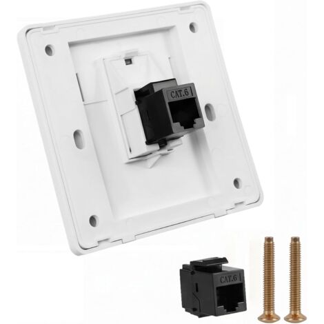 Prise RJ45 Murale 1 Port mit CAT6 Module Keystone Saillie ou Encastrable Prise Ethernet pour Réseau Plaque 86x86 mm Blanche pour Installation de Câble Ethernet pour Salon Chambres Bureaux
