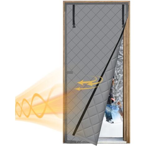 Rideau de porte magnétique à isolation thermique en tissu Oxford avec coton épais imperméable, coupe-vent et insonorisant pour garder au chaud (90 x 210 cm) (1/5)
