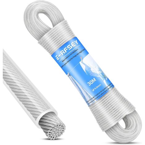 Corde à Linge de 30 m avec Noyau en Acier pour l'extérieur, Charge Lourde, Extra Forte avec Une capacité de Charge de 120 kg, antirouille et imperméable pour Jardin Vert