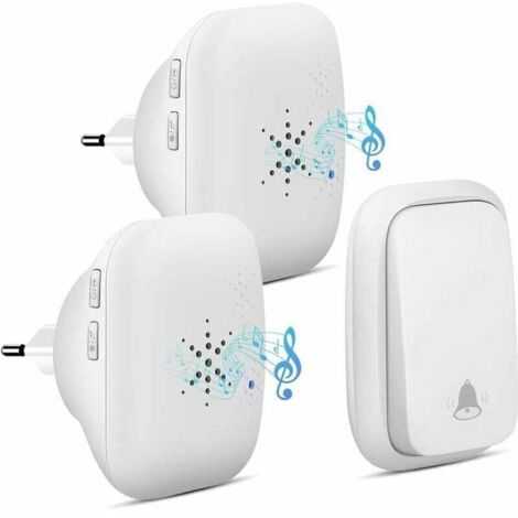 KZQ – Sonnette sans fil étanche IP68 avec 2 récepteurs – Portée 150 m – 36 sonneries – 4 niveaux de volume – Émetteur sans batterie (1/4)