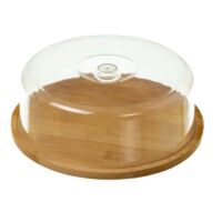 Plateau Fromage Bambou Rond et Cloche Acrylique
