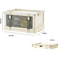 Boîte de rangement de camping extérieure, boîte de rangement supplémentaire pour camping-cars, indispensable en voyage, boîte de rangement pliable et épaisse, 43,5 cm x 28 cm x 22,5 cm, blanche.