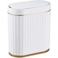 small automatic bathroom trash can with lid, smart slim 2 gallon plastic trash can 10 liter sensor narrow trash can