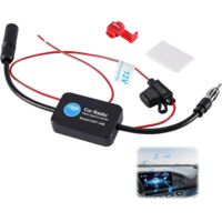 Amplificateur d'antenne autoradio Universel 12 V, amplificateur de Signal FM, Gain élevé 25 DB, Faible Bruit, pour Radio FM, avec adhésif et Clip Rouge, Universel pour véhicule