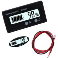DC Battery Meter, Battery Capacity Voltmeter Monitor, Lead Acid Battery Indicator, DC 12V 24V 36V 48V LCD Display (White)