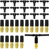 15pcs Adjustable Copper Spray Nozzle Brass Spray Sprinklers With T-Connector For Garden Watering Irrigation