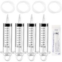 4 Pcs 100ml Plastic Liquid Measuring Tools with 4 130cm Tube and Cap, Individually Packed, Versatile Measuring Tube, for Industrial Laboratory, Liquid Dispensing