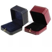 (2 pièces, rouge et bleue) Boîte à bagues en cuir, coffret à bijoux de luxe pour une demande en mariage