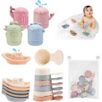 Jouets de Bain,16 Pièces Jouet Bain Bébé,Poupées Matriochka Silicone Souple Jouet de Bain pour Bebe,Jeux de Bain Jouets de Douche de Bébé Amusants Jouets Flottants pour Bebe Enfant