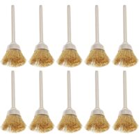 10pcs Mini Brass Metal Brushes with 3mm Shank Rotary Tool Brass Metal Brush for Metal Wood Stone Surface Cleaning Rust Removal Polishing Deburring