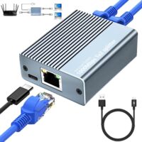Switch Ethernet 1 à 2, 2 Ports Switch RJ45 Ethernet Splitter Network Switch Ethernet Répartiteur Gigabit Ethernet pour Les Ordinateurs Les Routeurs et Les Décodeurs Télévision Numérique, etc.