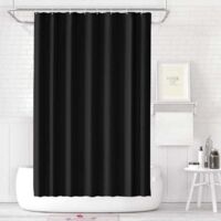 Rideau de douche anti-moisissure, en polyester épais, 120 x 200 cm, imperméable, avec œillets et crochets, noir