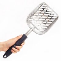 Cat Litter Scoop, Cat Litter Scoop, Metal Cat Scoop, Universal Pet Scoop, Aluminum Alloy Sieve with Deep Scoop Design, Durable Rubber Handle