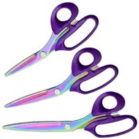 Craft Scissors Set, 3 Pack, All-Purpose Scissors with Sharp Titanium Blades, Soft Rubber Grip Handle, Ideal Multipurpose Fabric Scissor Tool