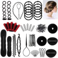Hair Bun Tools with Double Hook Wavy Black Plastic Bun Tool, Bun Tool, Magic Tool, Hook, Curler, Clip for Girls
