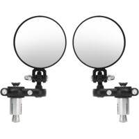 2 rétroviseurs de moto ronds pliables de 7,6 cm (3 pouces) pour guidon de 22,2 mm (7/8 pouce) de diamètre.