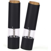 Ensemble de 2 moulins à épices électriques - Noir. Moulins à épices électriques de haute qualité offrant un excellent rapport qualité-prix pour un broyage optimal des épices. Accessoire de cuisine.