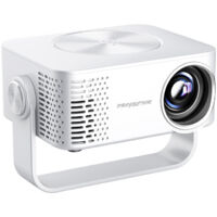 M60 Mini Projector WiFi 6, 1080P Native 4K Supported Video Projector with Auto Keystone Correction Focus, Portable Outdoor Movie Projector for iPhone/Android/PS5, Home Cinema Blanc