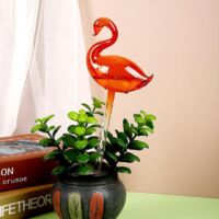 Self-Watering Glass Globes, 2 pcs, Flamingo Gradient, Hand-Blown Long Bulbs, Plant Waterer, Home, Indoor, Outdoor, Decorative, Automatic Watering System