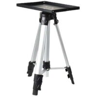 Projector stand tripod with folding tray for telescopic micro projector for home use, black