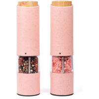 Ensemble de 2 moulins à épices électriques - Rose. Moulins à épices électriques de haute qualité offrant un excellent rapport qualité-prix pour un broyage optimal des épices. Accessoire de cuisine.