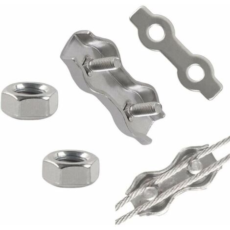 20 Pièces Clips Duplex M3 Acier Inoxydable 304 - Serre-Câbles Métalliques 3mm