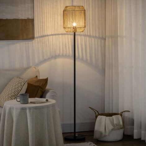 Lampadaire sur pied salon abat-jour en corde de papier design naturel base E27 Max. 40W - Ø 26 x 164H cm (1/5)