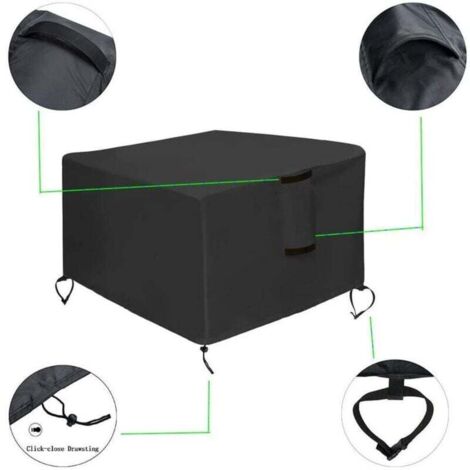 Housse de Protection pour brasero Oxford 420D Housse pour Foyer Carré D'extérieur Couverture de Gril Anti-UV Imperméable Housse de Protection (82 x 82 x 61 cm) (1/5)