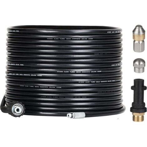 Kit de débouchage de tuyau de 15 m pour nettoyeurs haute pression Kärcher avec buse et buse pivotante, kit de furet professionnel 180 bars avec adaptateur pour accessoires Karcher K2/K3/K4/K5/K6/K7,AA (1/5)