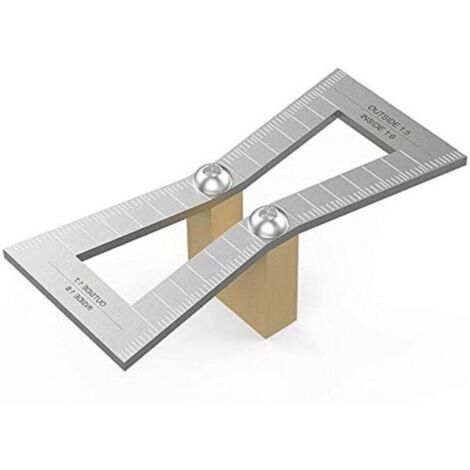 Marqueur de queue d'aronde,Outil de guidage en queue d'aronde de jauge de bois taillee a la main avec echelle,Taille du modele en queue d'aronde 1:5-1:6 et 1:7-1:8 pour menuiserie,argent, (1/4)