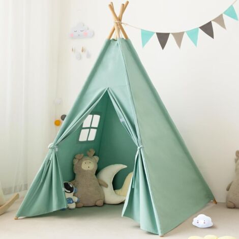 Tente cône pour enfants - Tente de jeu portable pour enfants, intérieur et extérieur (verte)